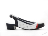 Červeno-biele dámske kožené sandale