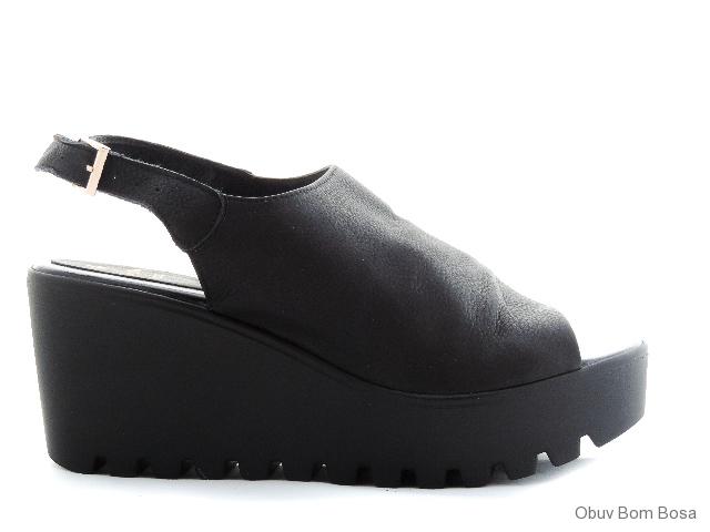 Čierne dámske kožené sandale