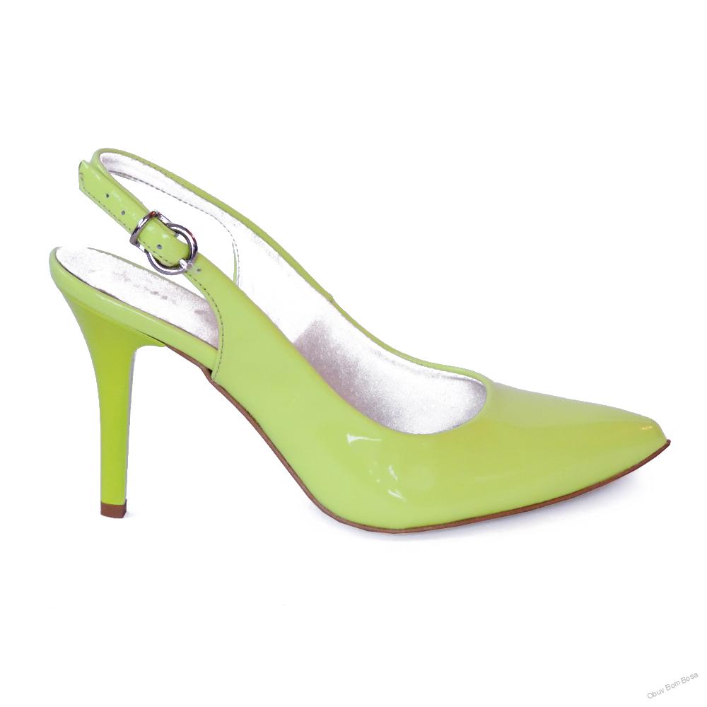 Limetkové dámske kožené sandále